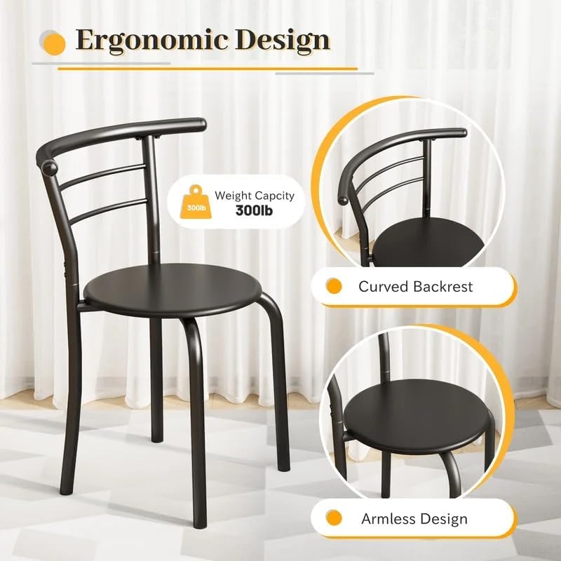 Shahoo 3-Piece Dining Table Set for 2, Kitchen Breakfast Nook Set, Black | 2 ...