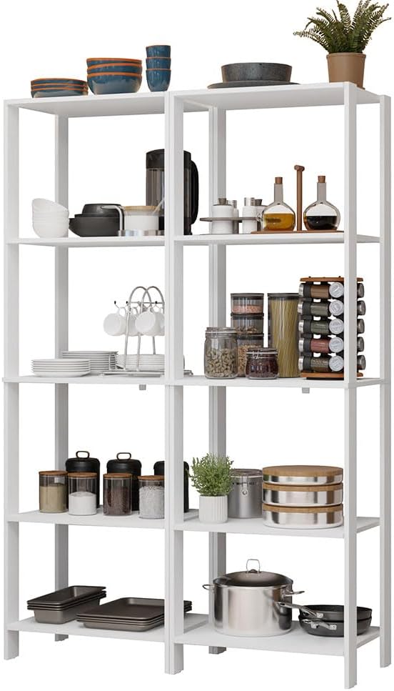 Madesa Kitchen Pantry Storage Rack with 10 Open Shelves 47" L Multiuse M...