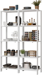 Madesa Kitchen Pantry Storage Rack with 10 Open Shelves 47" L Multiuse Modular Cabinet for Kitchen Organization - White