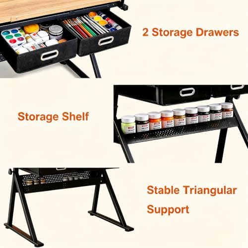Garvee Height Adjustable Drafting Table, 0-75° Tilting Tabletop