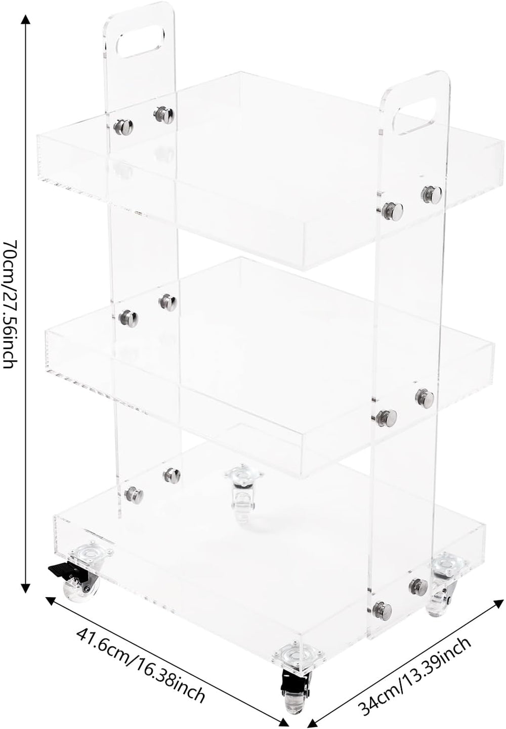 Gdrasuya10 Clear Acrylic Side Table with Wheels, 3 Tier Acrylic End Table Sid...