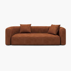 Acanva Luxury Modern Tight Curved Back Velvet Sofa, Minimalist Style Comfy Couch for Living Room Apartment, 3 Seater, Tangerine