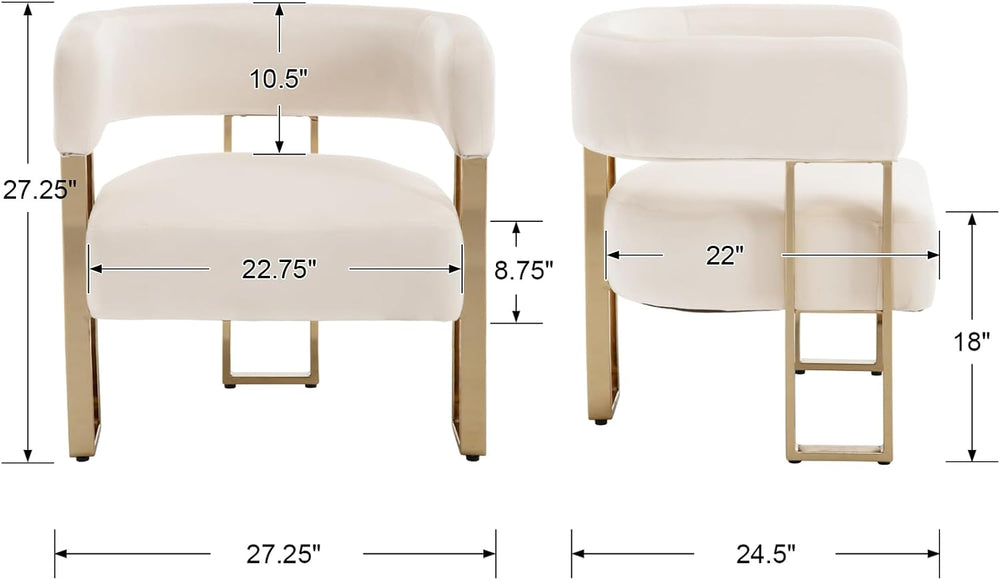Barrel Accent Chair Set of 2 with Metal Frame Legs, Modern Velvet Living Room...