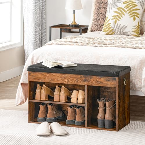 HOOBRO Shoe Storage Bench with Cushion, 32.3'' Entryway Bench with Li...