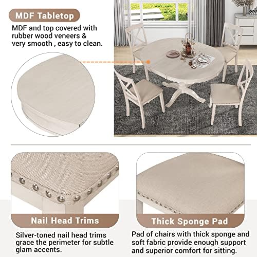 Harper & Bright Designs Modern Dining Table Set for 4,Round Table and 4 K...