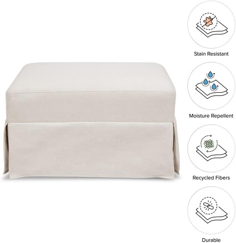 Namesake Gliding Ottoman in Performance Cream Eco-Weave, Water Repellent &amp...