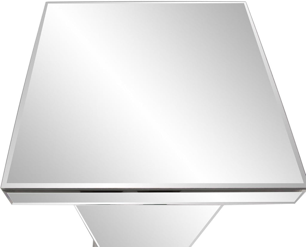 Howard Elliott Collection Tapered Mirrored Pedestal Accent Table, Elegant Modern Bed Side Style, Mirrored Finish Design, for Bedroom, Entryway or for Any Room, 15 x 15 x 36 Inch,