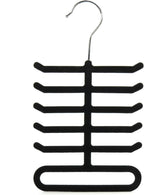 Hangerworld Single Black Flocked Tie Rack & Belt Organiser Non-Slip Coat Clothes Accessory Hanger, Metal