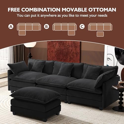 Ihanherry 111.4" L Shaped Modern Sofa Modular Sectional Cloud Couch with...
