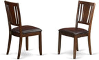 East West Furniture HBDU5-MAH-C 5 Piece Modern Dining Table Set Includes a Round Wooden Table with Pedestal and 4 Linen Fabric Dining Room Chairs, 42x42 Inch, Mahogany