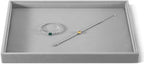 Velvet Stackable Jewelry Display Flat Tray For Ring Earring Necklace Bracelet, Bangle Pendant Storage Blank Plate, Shop Countertop Jewelry Dish Organizer (Gray)