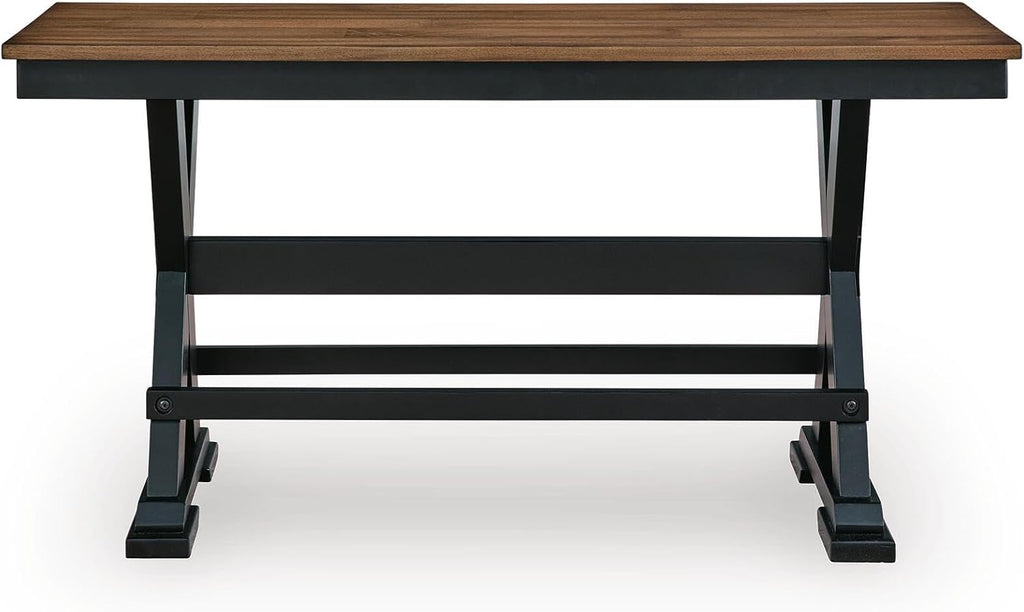 Signature Design by Ashley Counter Height Dining Bench, 48", Brown & Black | Mango veneer and MDF substrate seat, Solid wood frame, Kitchen island seating, Modern farmhouse style, Wildenauer Series