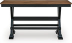 Signature Design by Ashley Counter Height Dining Bench, 48", Brown & Black | Mango veneer and MDF substrate seat, Solid wood frame, Kitchen island seating, Modern farmhouse style, Wildenauer Series