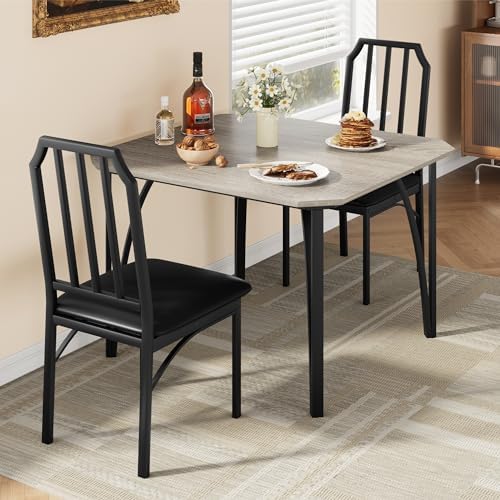 GAOMON 3-Piece Dining Table Set for 2, Modern Kitchen Table with Chamfered De...