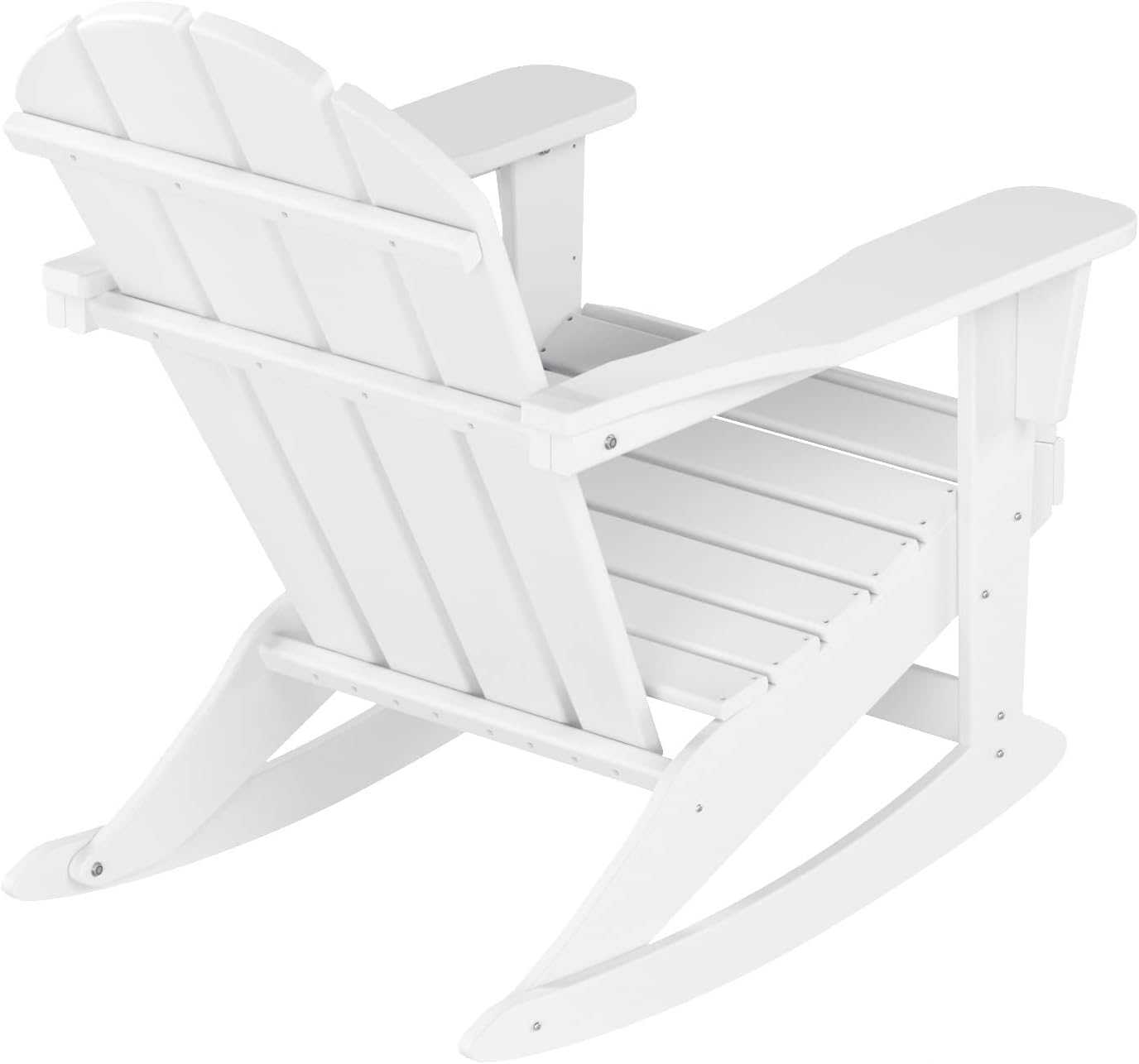 HDPE Laguna Outdoor Rocking Poly Adirondack Chair with Side Table 3-Piece Set, White