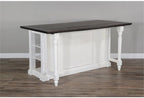 Pemberly Row 71.5" x 38" Farmhouse Wood Kitchen Island with Adjustable Shelves, Ample Storage Space, in White & Dark Brown Finish