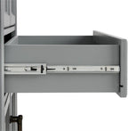 MAKLAINE Traditional Wood 4 Door Pantry, 67.75" H x 23.75" W x 15" D, MDF and Rubberwood, Distressed Gray/Black Finish, Adjustable Shelves, Full-Extension Drawer, Modern Farmhouse Kitchen Storage