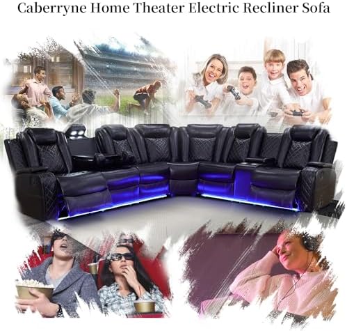Power Recliner Sofa Sectional Couch for Living Room Furniture Set,Leather Rec...