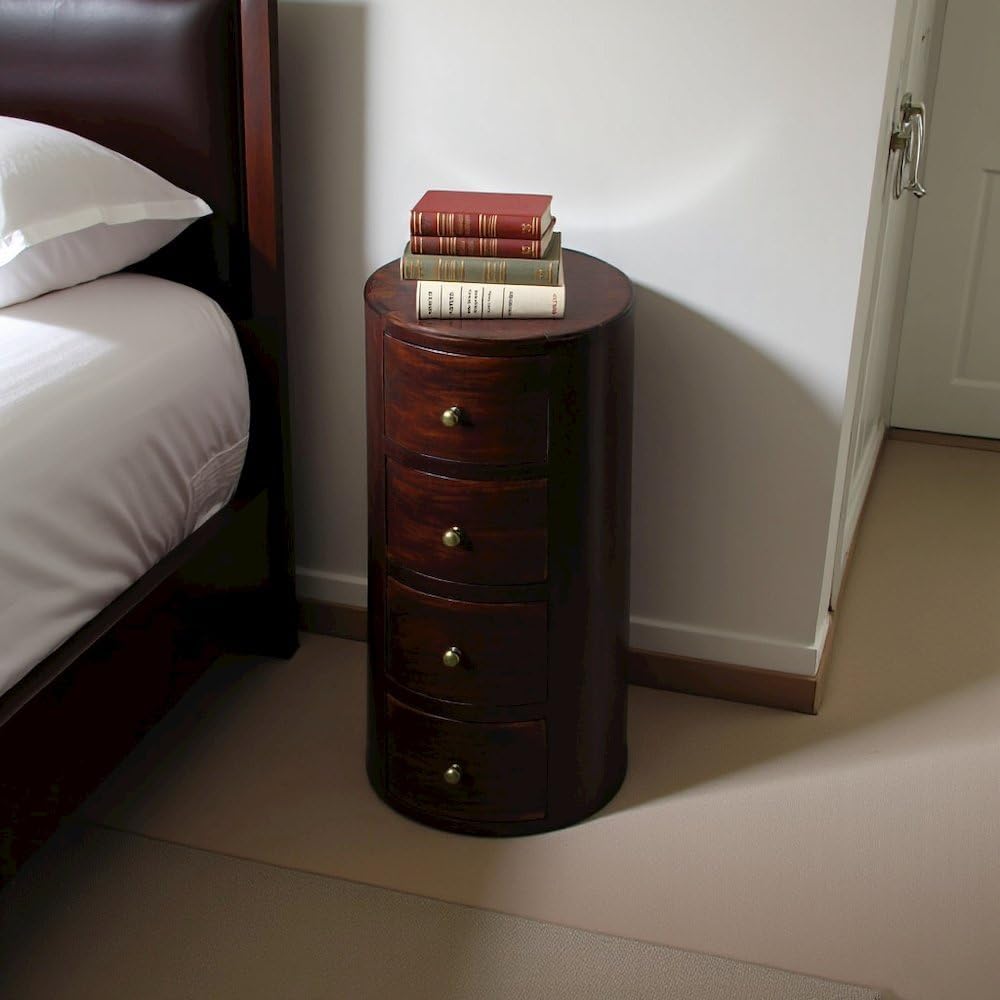 Starlight Canyon Home Round End Table with Storage – Wooden Side Table with 4...