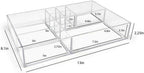 Isaac Jacobs 8-Compartment Clear Acrylic Drawer Organizer (13" L x 8.1" W x 2.3" H), Multi-Sectional Tray & Storage Solution for Makeup, School & Office Supplies, Bathroom, Kitchen
