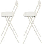 Foldable Bar Chairs Set of 2, Black & White Tall Folding Stool Chair with Backrest Portable for Indoor Outdoor, 276 LBS Capacity (White, 2 PCS)