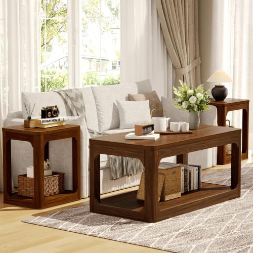 Accent Table Sets for Living Room, Farmhouse Coffee Table & 2 Side Tables...