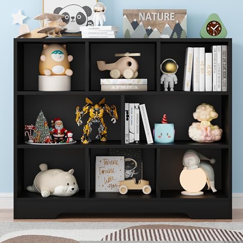 Book Shelf, 8 Cubes Storage Organizer, Open Shelf Bookcase Black Bookshelf