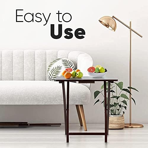 PJ Wood Espresso - 5-Piece TV Tray Table Set - Folding with Storage Rack