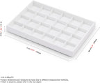 White Jewelry Display Organizer Tray Stackable Premium PU Leather 24 Grid Trinket Earring Ring Organizer Tray