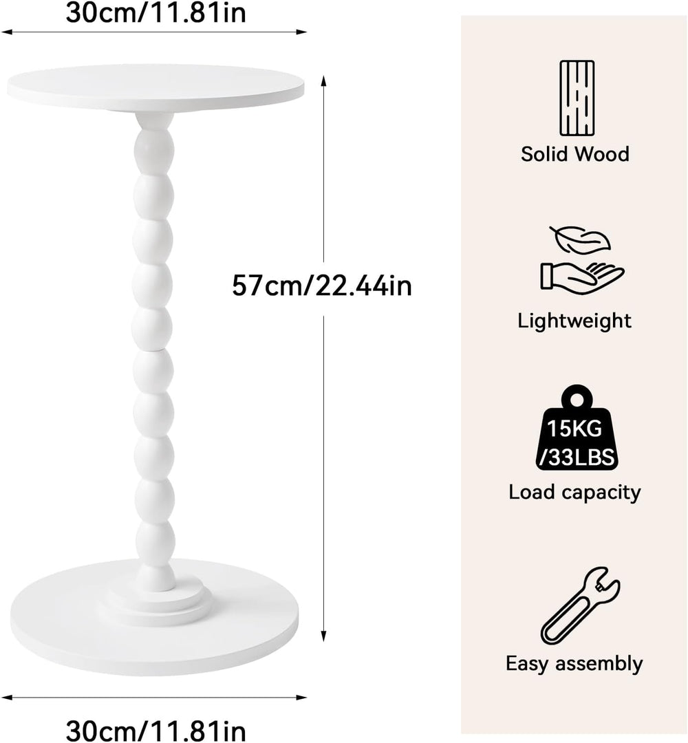 Aibiju Side Table, Wood Round Drink Table, Small End Table, Weighted Base Ped...