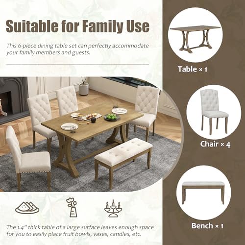 Harper & Bright Designs Classic and Traditional Style 6 - Piece Dining Se...