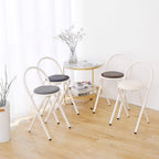46cm/18inch Folding Bar Stool with Circular Cushion, Counter High Folding Chair, Portable Folding Stool, Kitchen Camping Indoor and Outdoor(Gray)