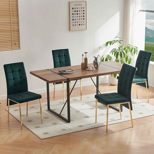 NORDICANA Upholstered Velvet Dining Chairs Classic Kitchen High Back Chairs S...