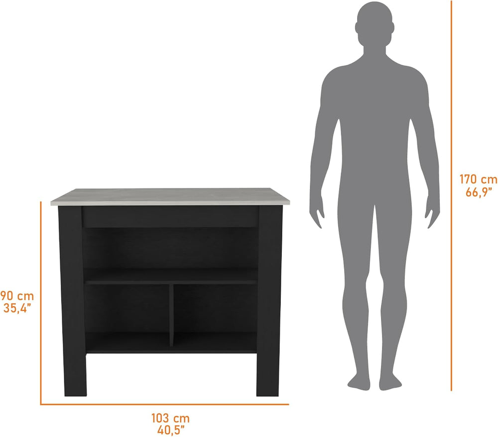 Kitchen Island with Three Concealed Shelves Multicolor | Three concealed stor...