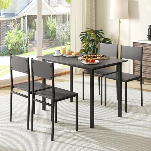 GIANTEX Dining Table Set for 4, 5-Piece Modern Kitchen Table and Chairs with ...