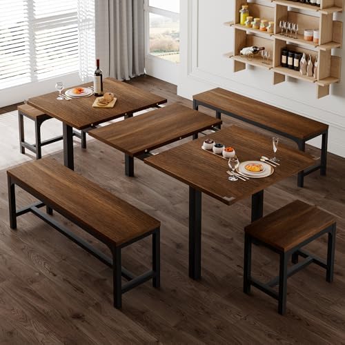 Feonase 5-Piece Dining Table Set for 4-8 People, 63" Extendable Kitchen ...