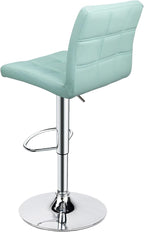 Leopard Modern Square PU Leather Adjustable Bar Stools with Back, Square Back Bar Stools Set of 2,Counter Height Swivel Stool (Mint Green)