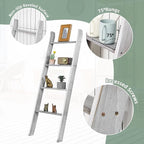 Nightcore 4-Tier Blanket Rack, 4.5 Feet Wall Leaning Ladder Shelf, Farmhouse Storage Rack, Wooden Blanket Ladder for Bathroom, Bedroom，Living Room