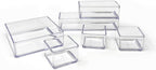 Isaac Jacobs 6-Tray Clear Acrylic Organizer Set, (Six Individual Trays), Multi-Purpose, Stackable Storage Solution for Makeup, Crafts, Desk, School, Office Supplies & More, for Bathroom, Kitchen