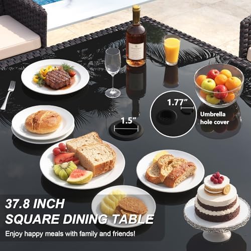 Gotland 5 Piece Outdoor Dining Set, All-Weather Rattan Patio Furniture Set wi...