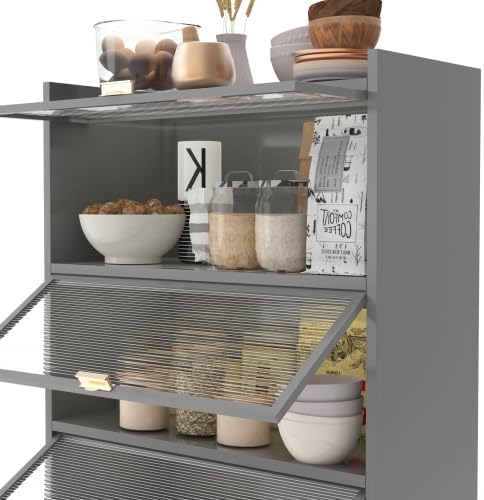Anveffeg 73" Tall Kitchen Pantry Cabinet, 6 Tiers Flip Door with Pegboar...