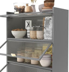 Anveffeg 73" Tall Kitchen Pantry Cabinet, 6 Tiers Flip Door with Pegboard Spacious, Adjustable Metal Pantry Storage Cabinet, Anti-Tip Design Hutch for Kitchen, Dining Room, Living Room Grey