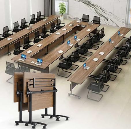 2 Pack Folding Conference Room Tables with Wheel -Modern Large Modular Confer...