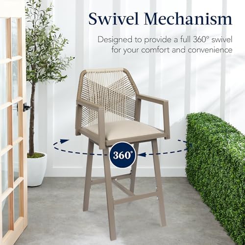 Best Choice Products Outdoor Bar Stools Set of 2, Bar Height, 360° Swivel Alu...