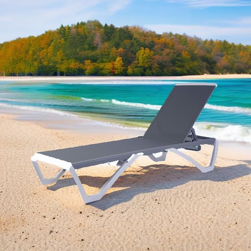Kozyard Outdoor Chaise Lounge Chair, Full Flat Adjustable Patio Lounger with ...