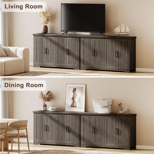 Memobarco Fluted Sideboard Buffet Cabinet with Storage 55.59",Gray