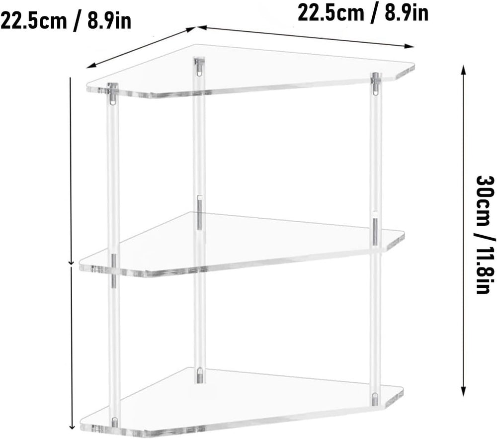 Acrylic Corner Side Table, 3 Tier Triangular End Table, Small Side for Living...