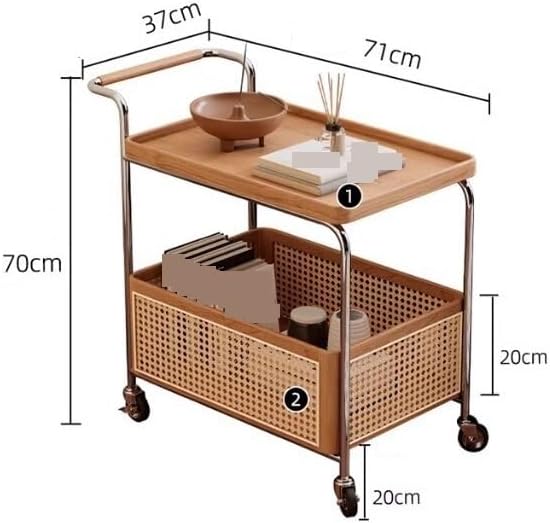 Rustic Side Table Side Table Second-Hand Trolley Wood Rattan Living Room Mobi...