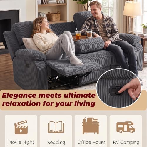 Leather Recliner Sofa Set for Living Room Furniture Sets,Dark Gray Reclining ...