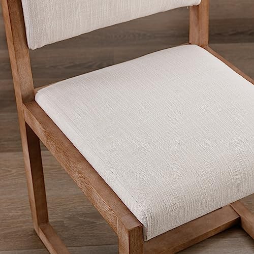 DUOMAY Mid-Century Linen Dining Chairs Set of 6, Beige